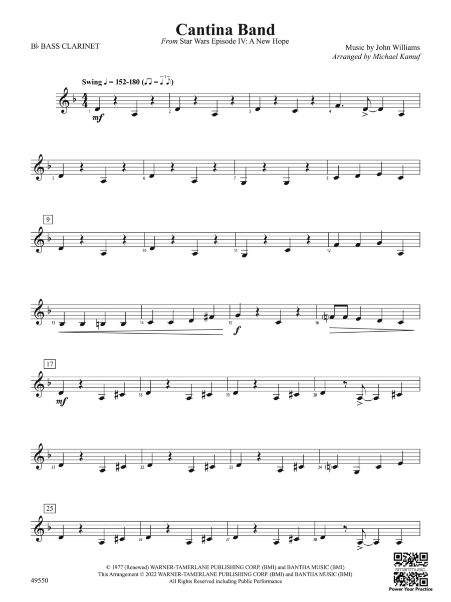 Cantina Band: B-flat Bass Clarinet Concert Band scores gallery preview page 1
