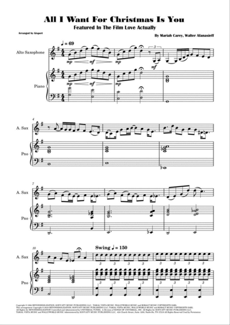 All I Want For Christmas Is You Alto Saxophone scores gallery preview page 2