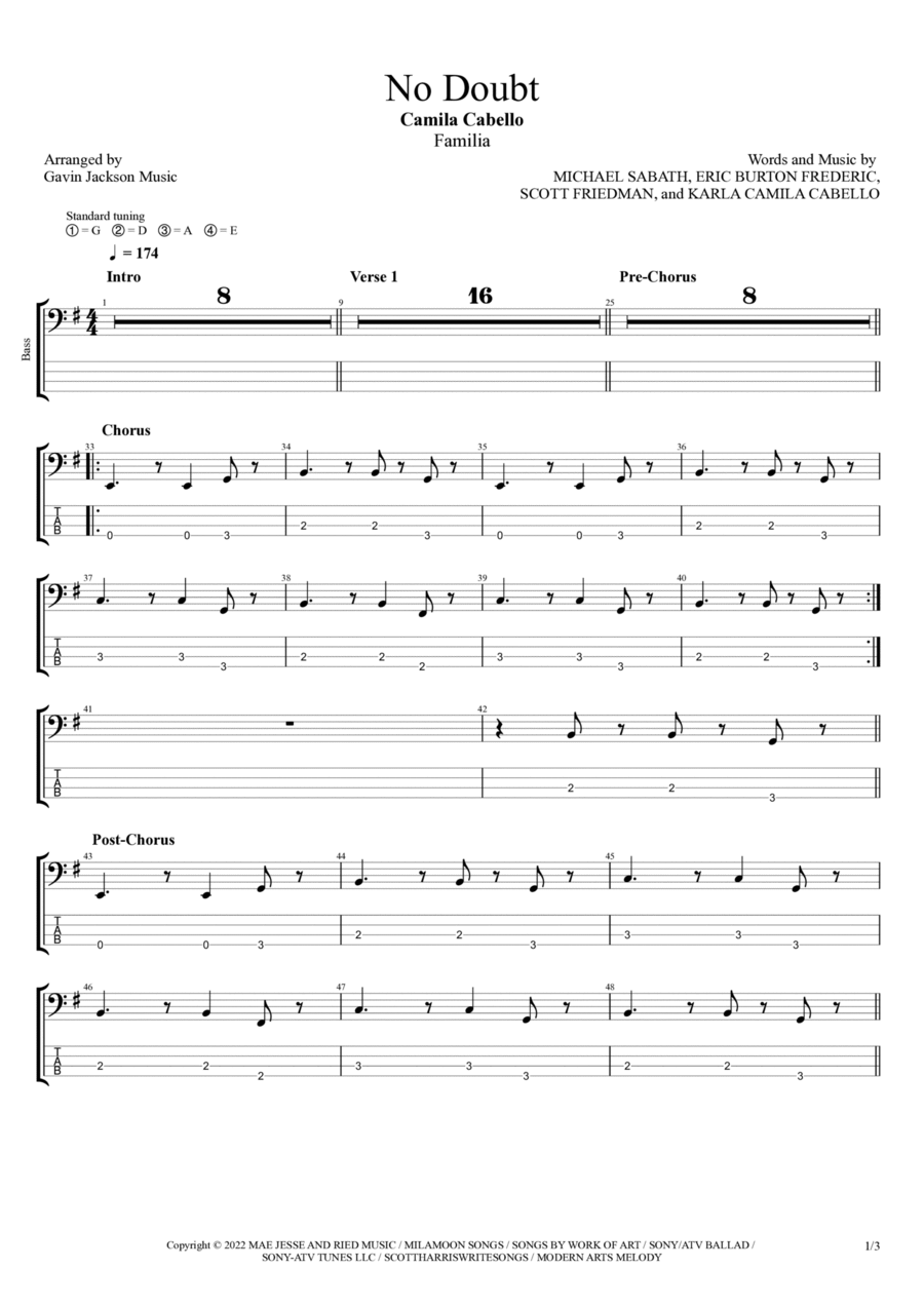 No Doubt No Doubt Guitar Tablature scores gallery preview page 1