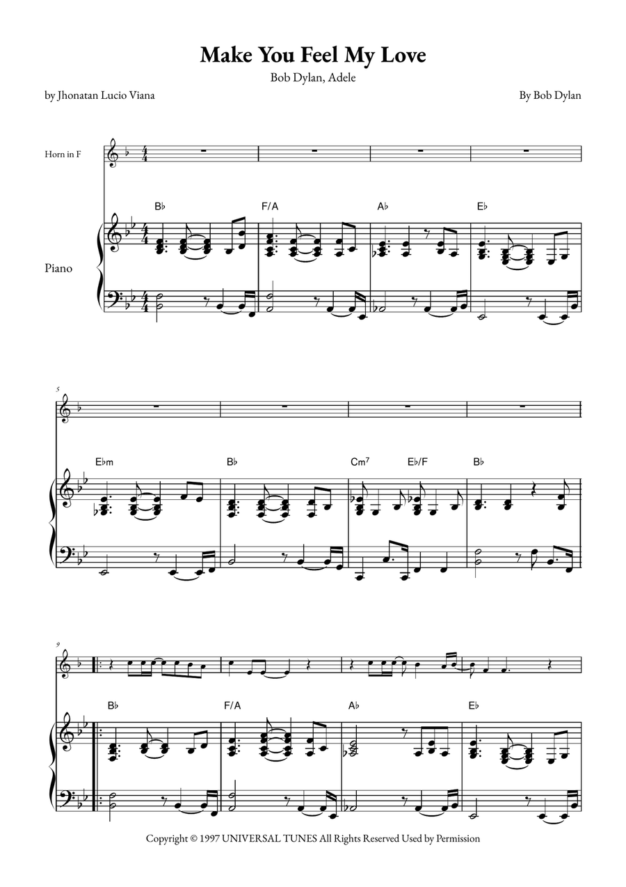 Make You Feel My Love Piano scores gallery preview page 1