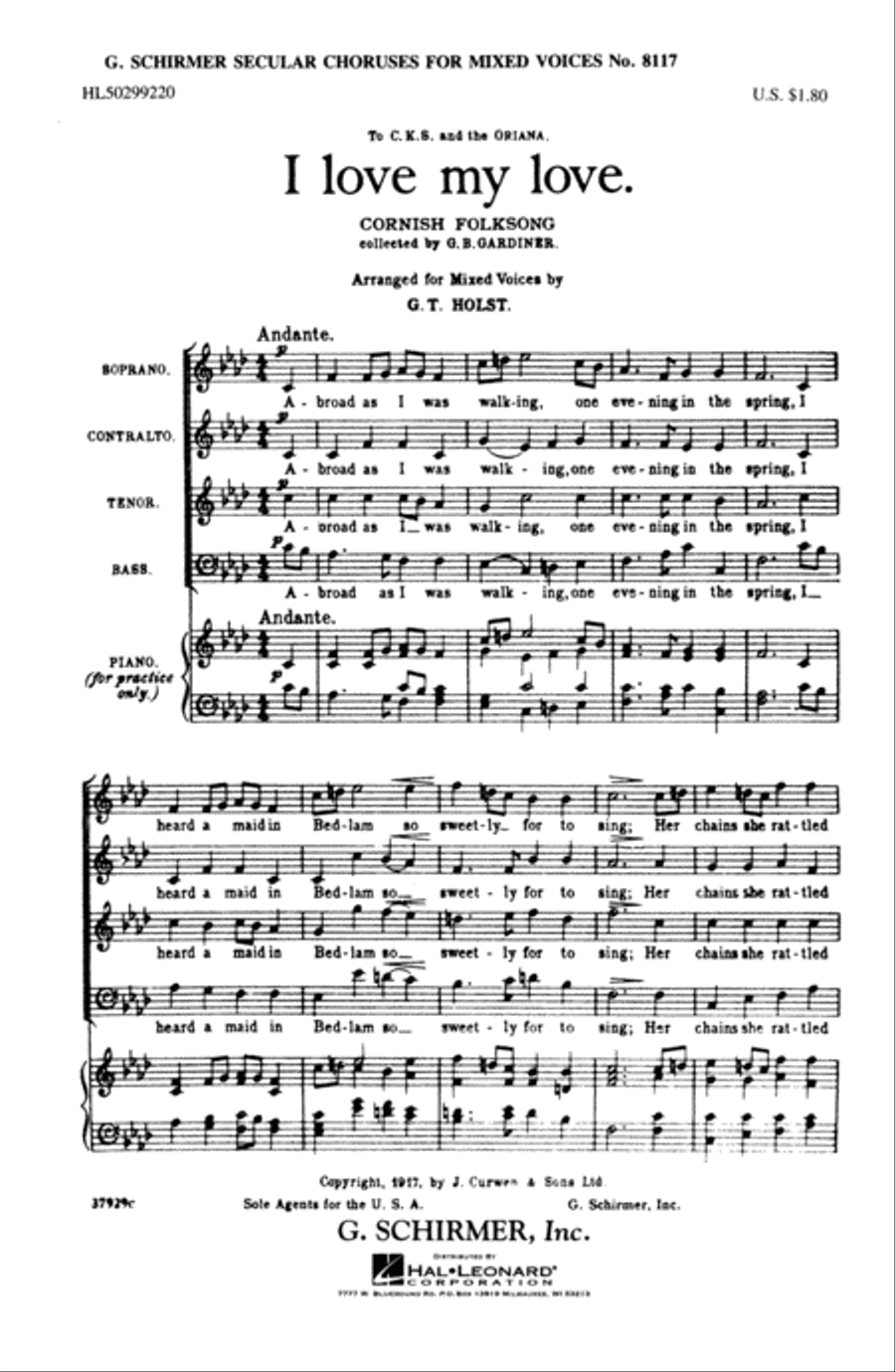 I Love My Love I Love My Love 4-Part scores gallery preview page 1
