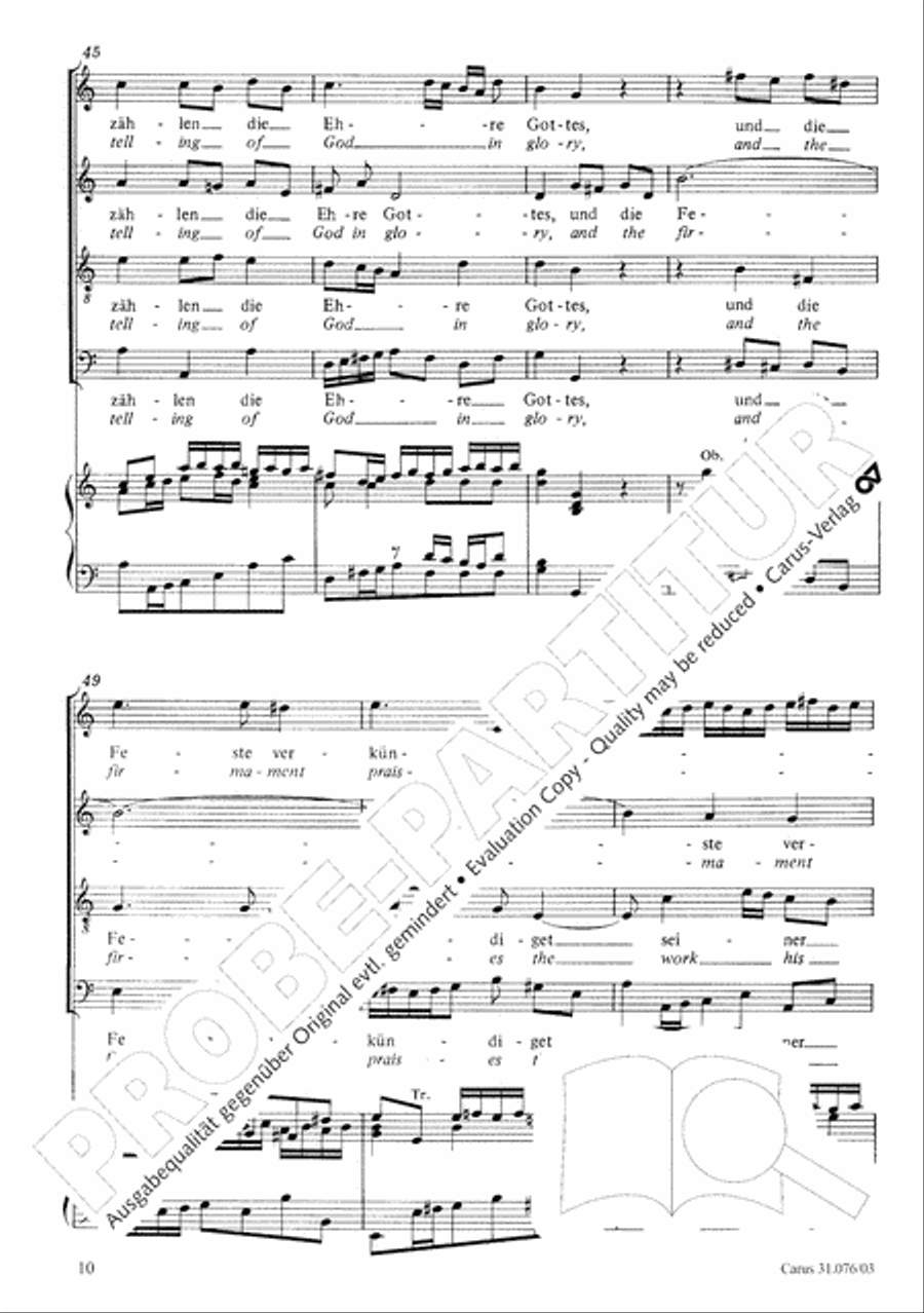 The heavens are telling the Father's glory (Die Himmel erzahlen die Ehre Gottes) 4-Part scores gallery preview page 11