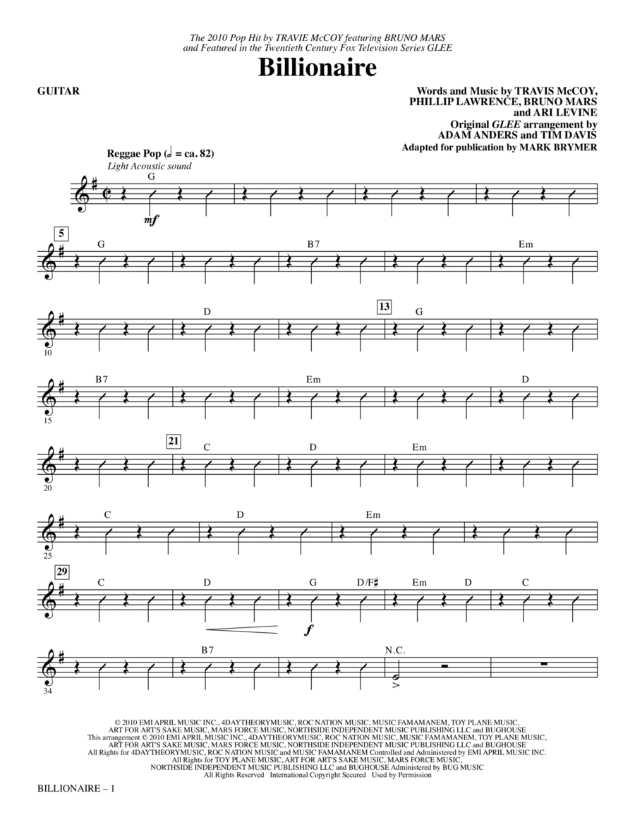 Billionaire - Guitar Choir scores gallery preview page 1