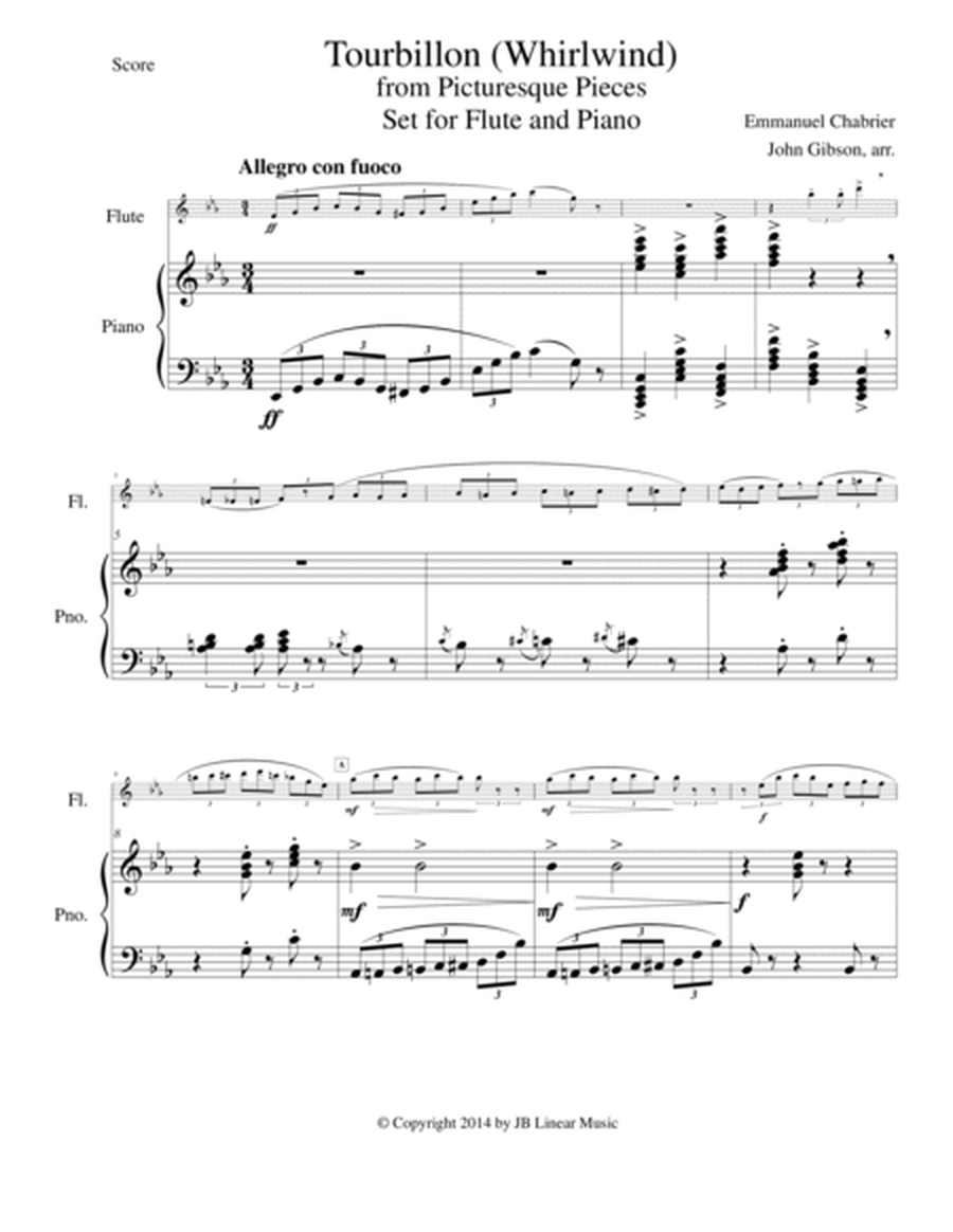 Whirlwind by Chabrier set for flute and piano image number null