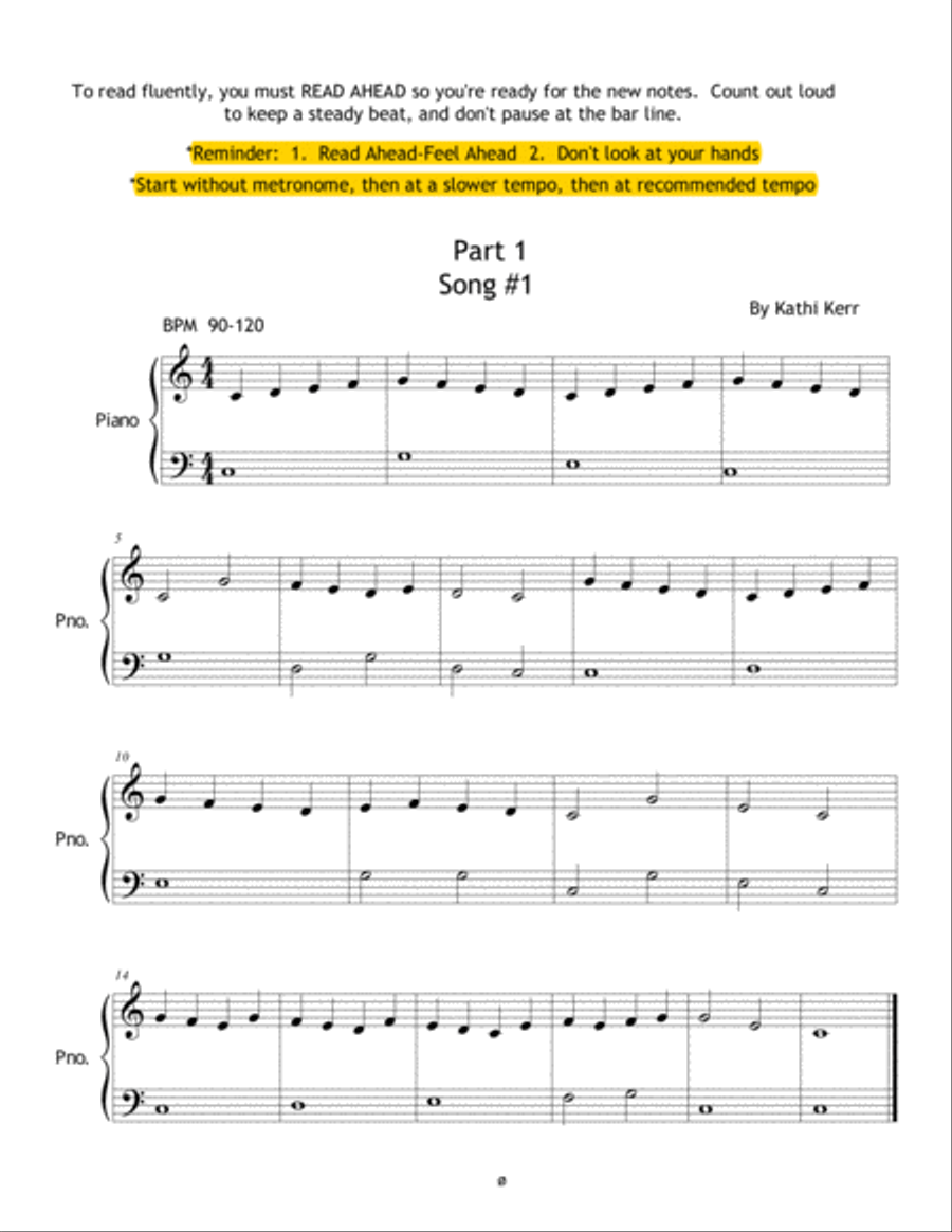 Piano songs in C position part 1 Piano Method scores gallery preview page 2