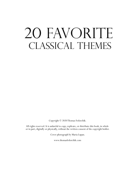 20 Favorite Classical Themes for Easy Piano (C Major / A minor) image number null