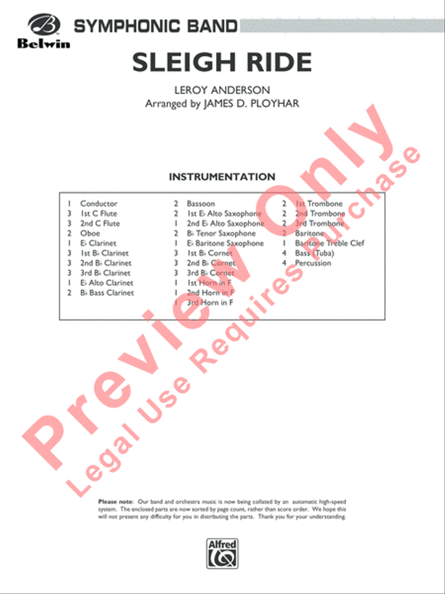 Sleigh Ride Sleigh Ride Concert Band scores gallery preview page 2