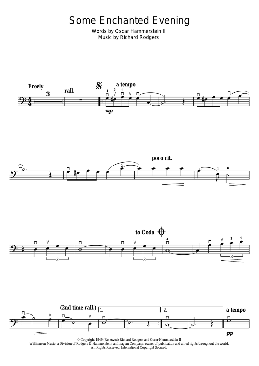 Some Enchanted Evening (from South Pacific) Cello Solo scores gallery preview page 1