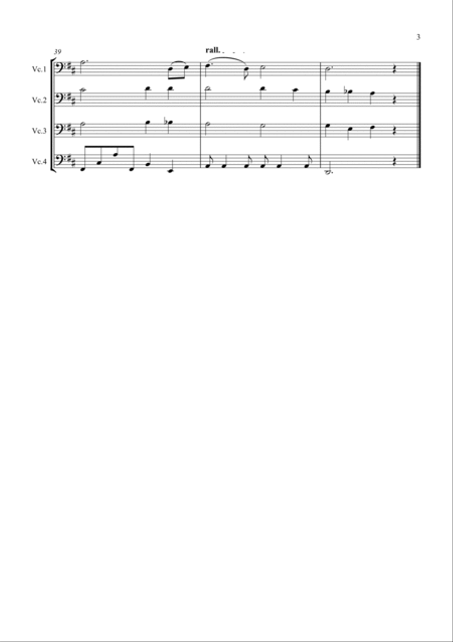 Shenandoah for Cello Quartet Cello Solo scores gallery preview page 3