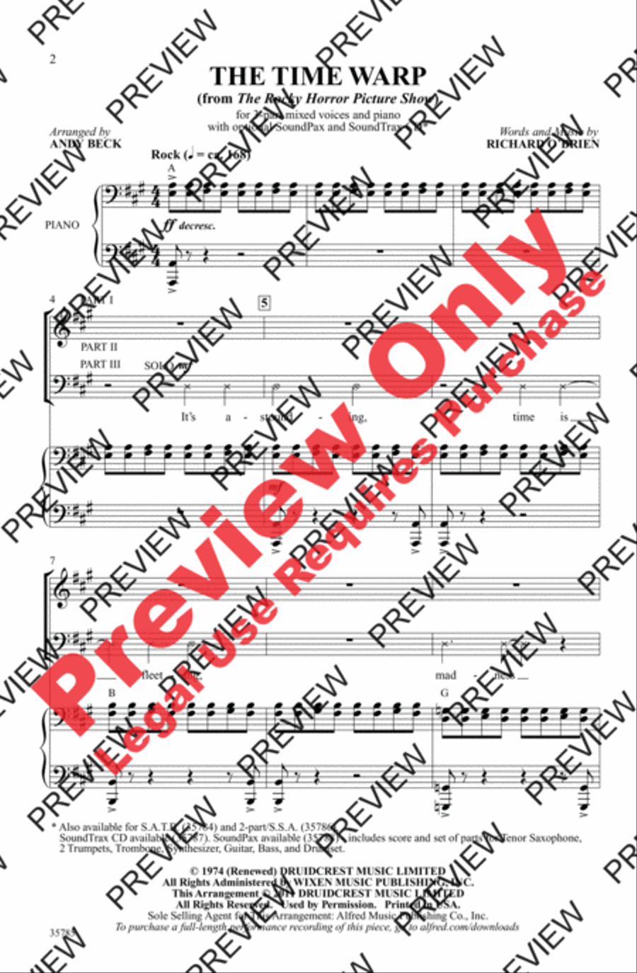 The Time Warp (from The Rocky Horror Picture Show) 3-Part scores gallery preview page 2