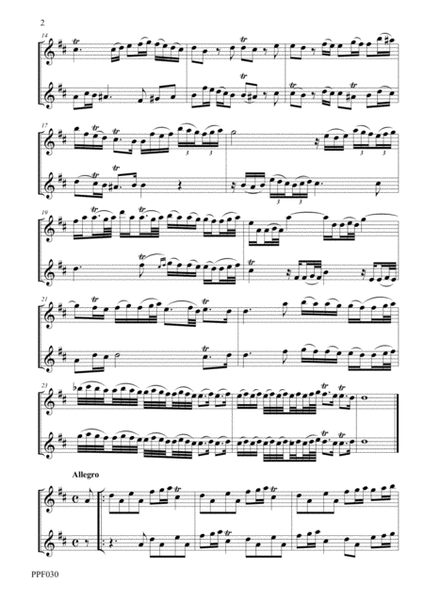 BLAVET SONATA No. 3 IN D MAJOR FOR 2 FLUTES