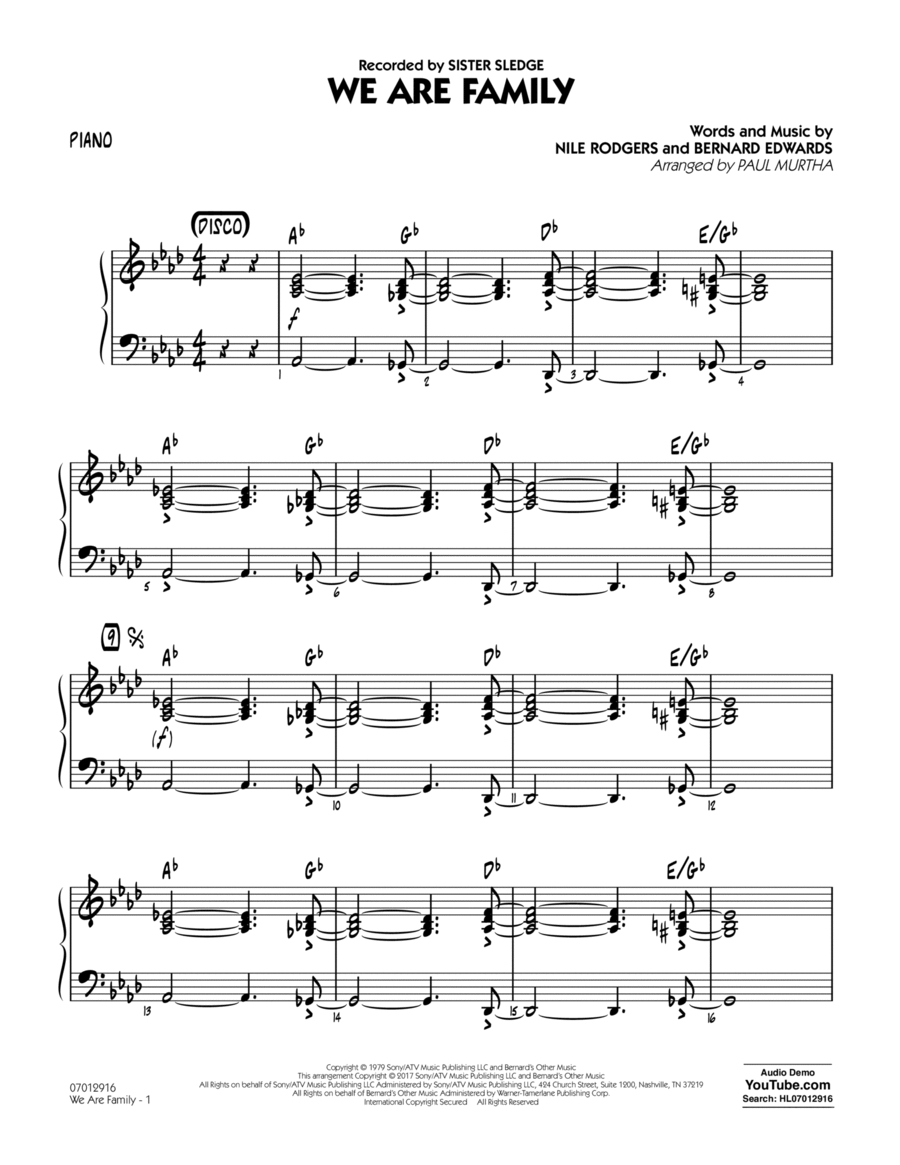 We Are Family - Piano Piano scores gallery preview page 1