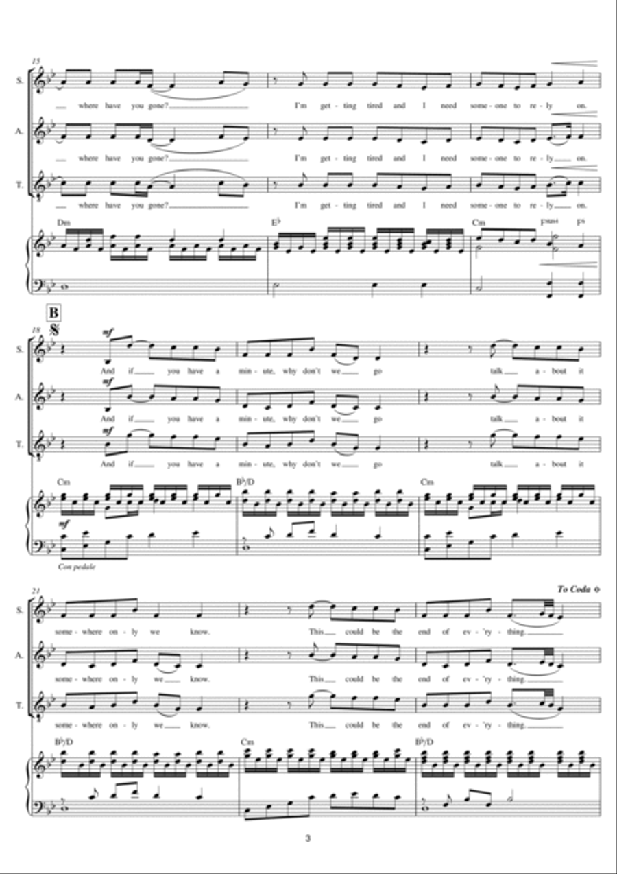 Somewhere Only We Know (arr. Mark De-Lisser) SAT scores gallery preview page 3