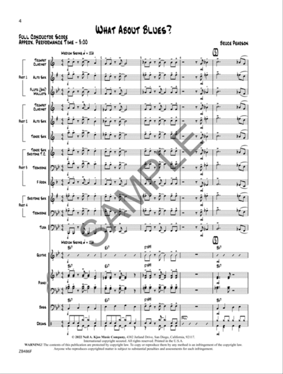 What About Blues? - Score Concert Band scores gallery preview page 5