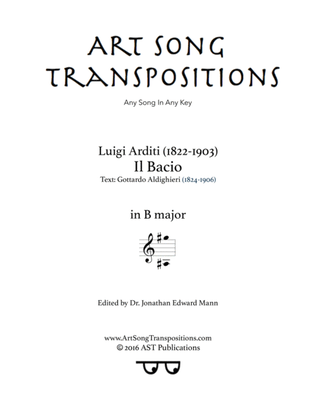ARDITI: Il bacio (transposed to B major)