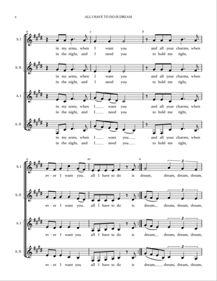 All I Have To Do Is Dream SSAA scores gallery preview page 3
