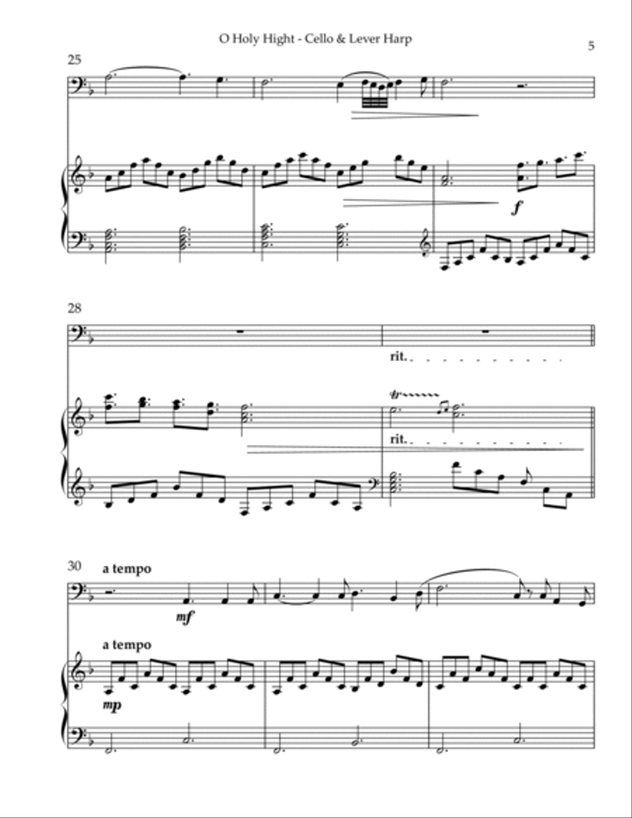 O Holy Night, Duet for Cello & Lever Harp String Duet scores gallery preview page 5