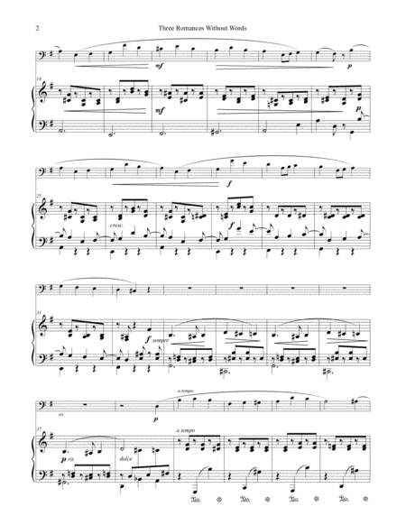 Three Romances Without Words Opus 17 for Euphonium and Piano