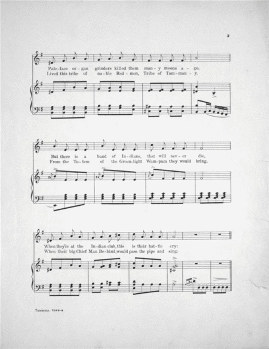 Tammany. A Pale Face Pow-Wow Voice scores gallery preview page 3
