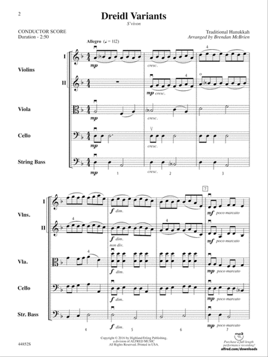 Dreidl Variants: Score String Orchestra scores gallery preview page 2