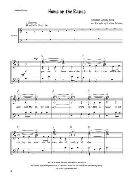 American Folk Songs for Beginning Bell Players (Set 1) 2 octaves, Reproducible image number null