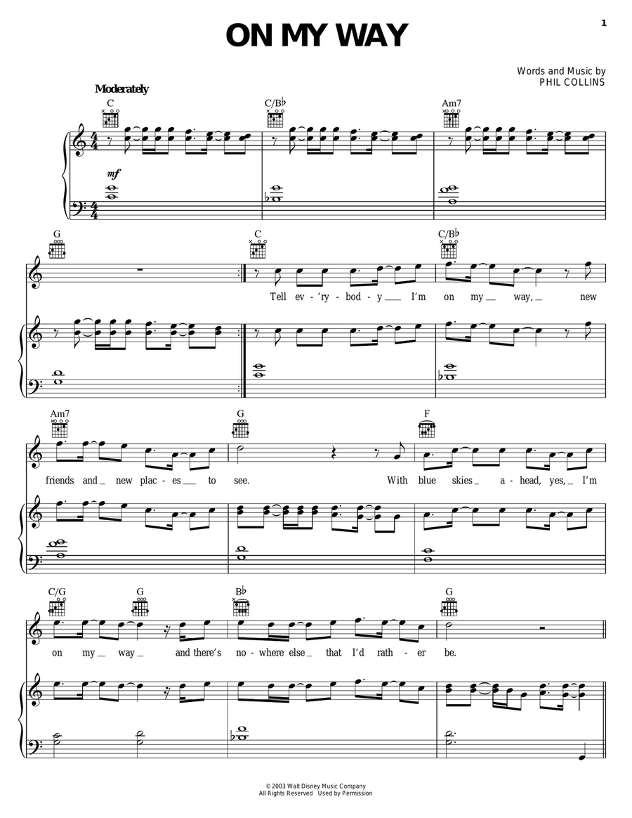 On My Way Piano, Vocal, Guitar scores gallery preview page 1