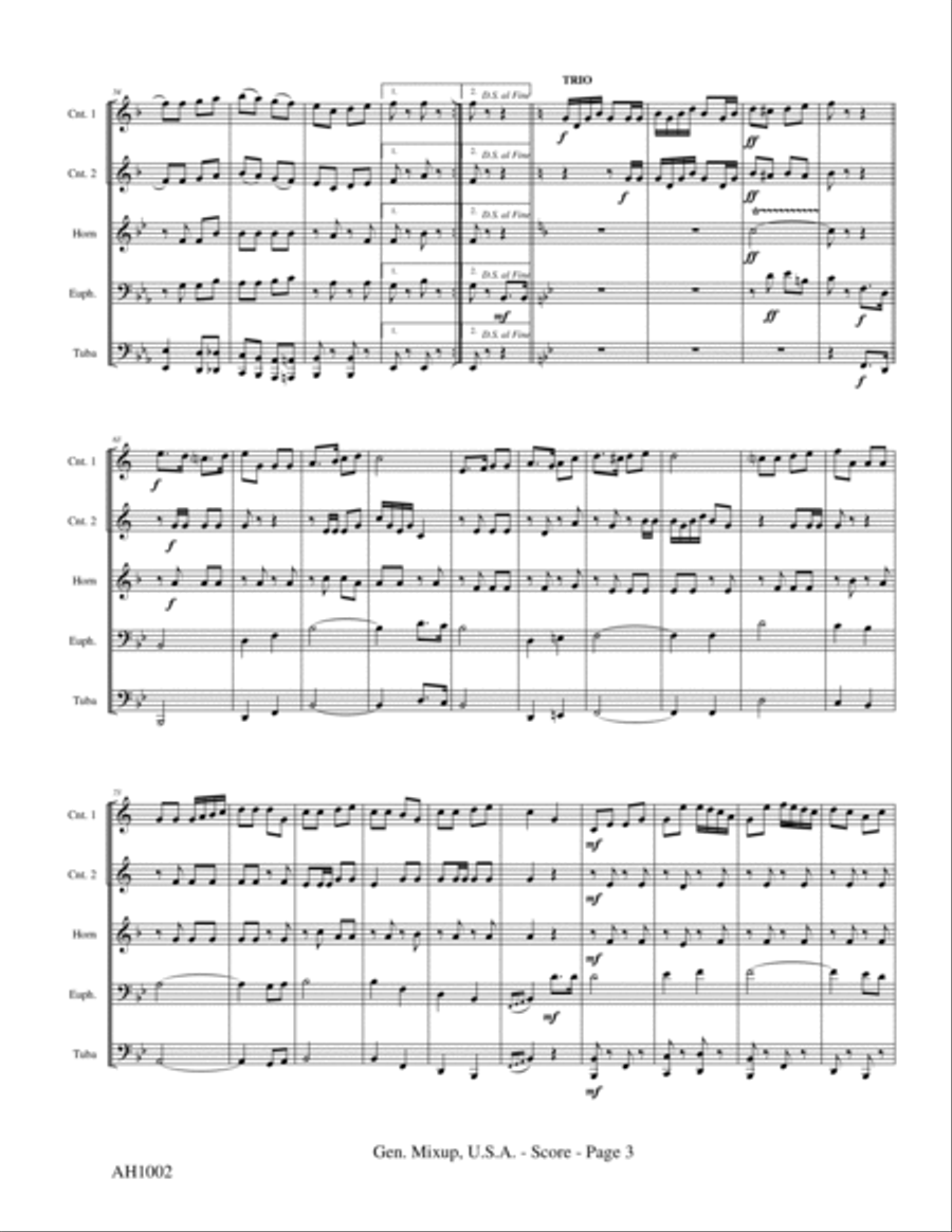 General Mix-Up USA - Patriotic Medley for Brass Quintet Brass Quintet scores gallery preview page 5