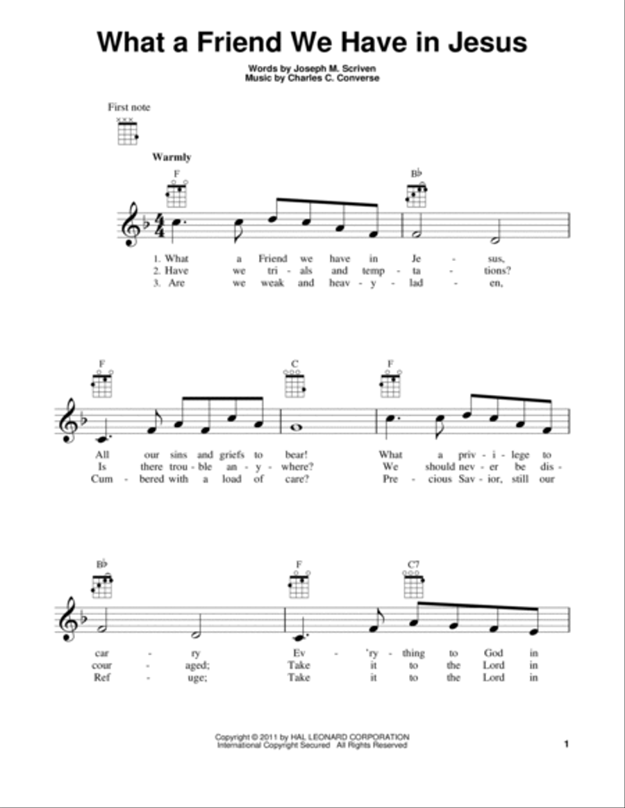 What A Friend We Have In Jesus Ukulele scores gallery preview page 1