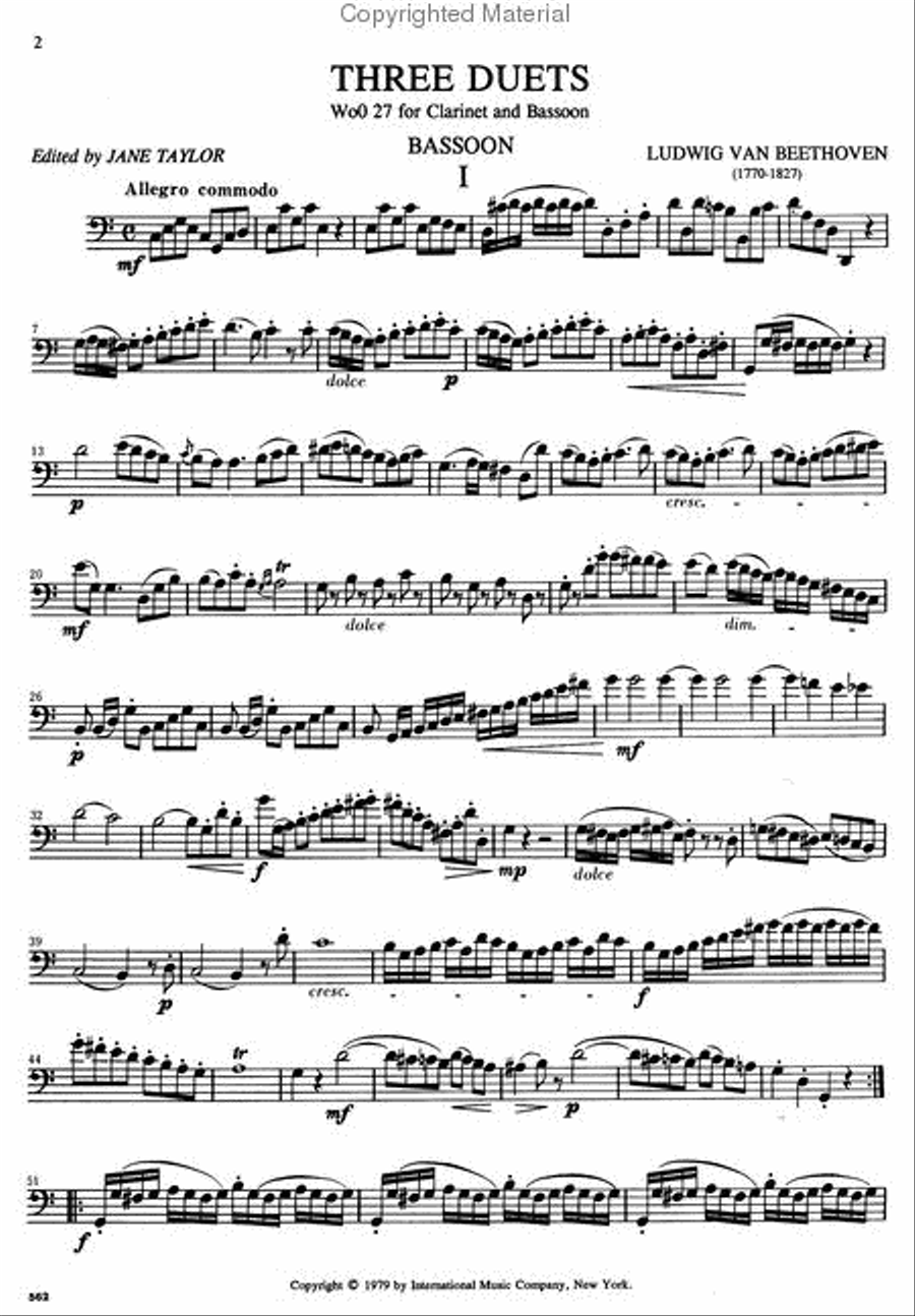 Three Duets for Clarinet & Bassoon (WoO.27) Woodwind Duet scores gallery preview page 3