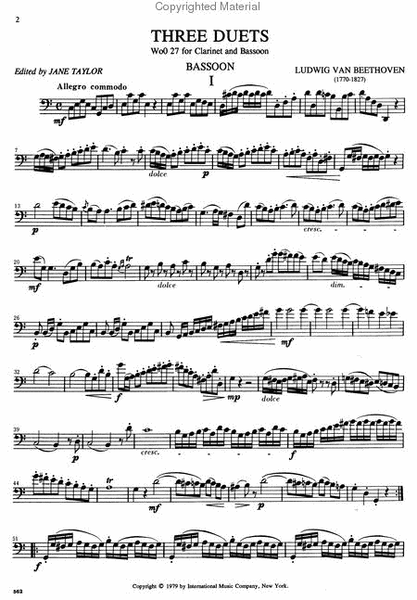 Three Duets for Clarinet & Bassoon (WoO.27)