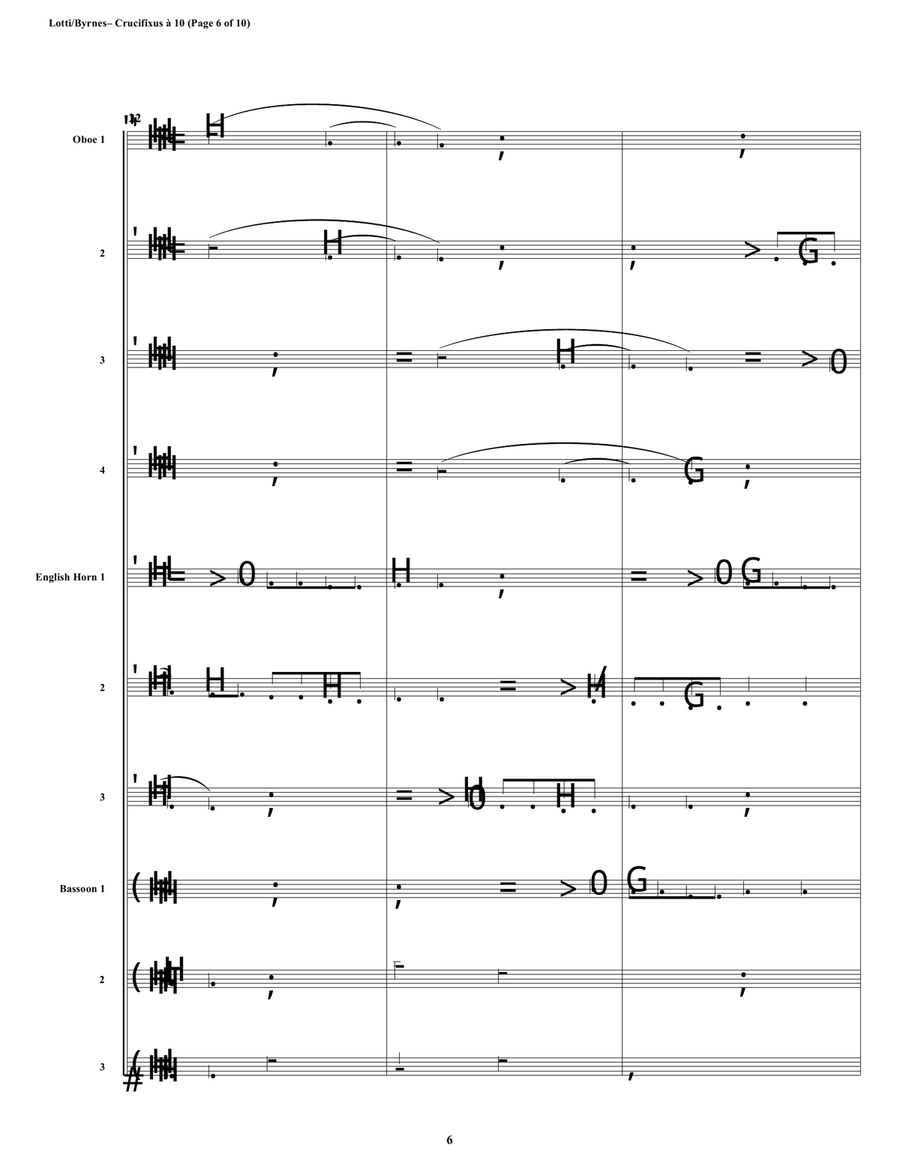 Crucifixus a 10 by Antonio Lotti (Double Reed Choir) Woodwind Ensemble scores gallery preview page 6