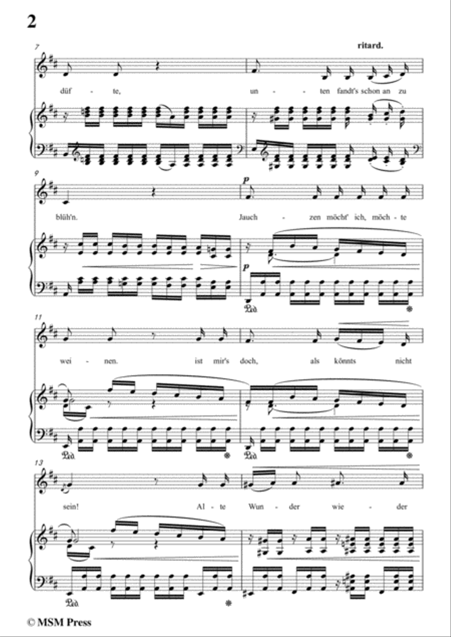 Schumann-Frühlingsnacht,in D Major,for Voice and Piano Voice Solo scores gallery preview page 4
