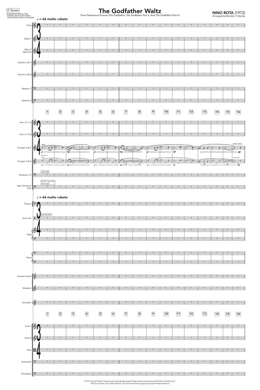 The Godfather Waltz - Score Only