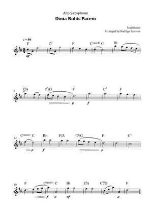 Dona Nobis Pacem - for alto saxophone (with chords)