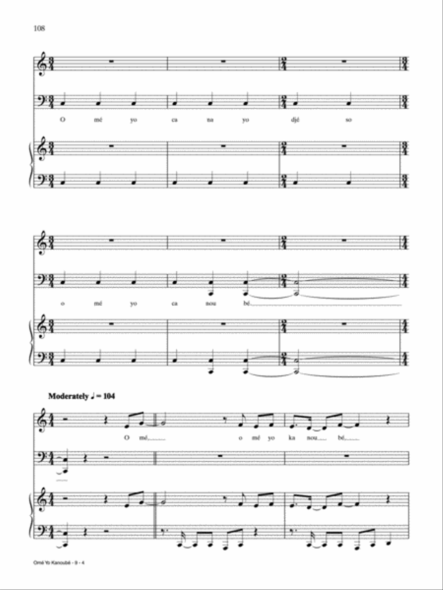 Omé Yo Kanoubé Piano, Vocal, Guitar scores gallery preview page 4