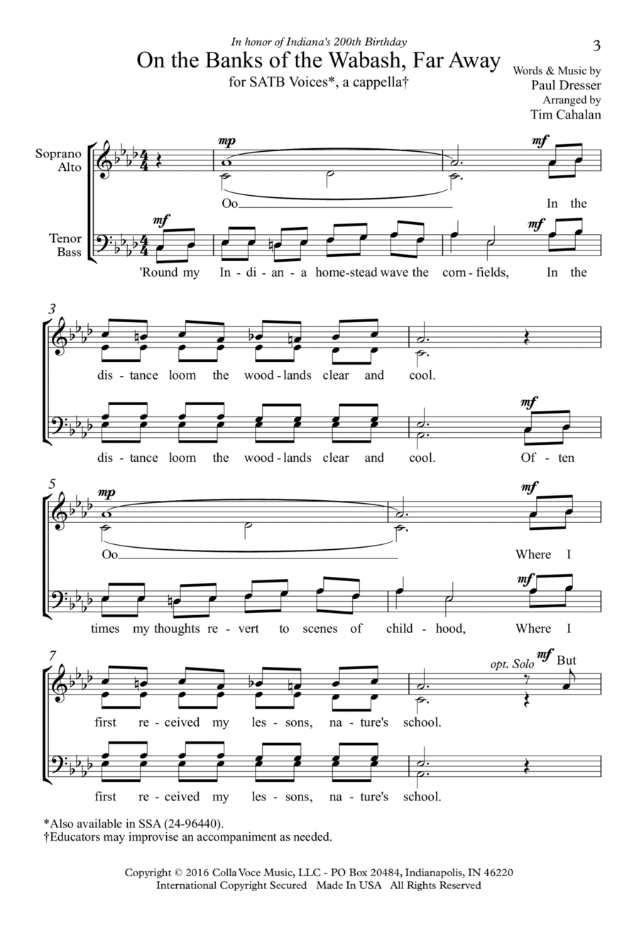 On the Banks of the Wabash 4-Part scores gallery preview page 1