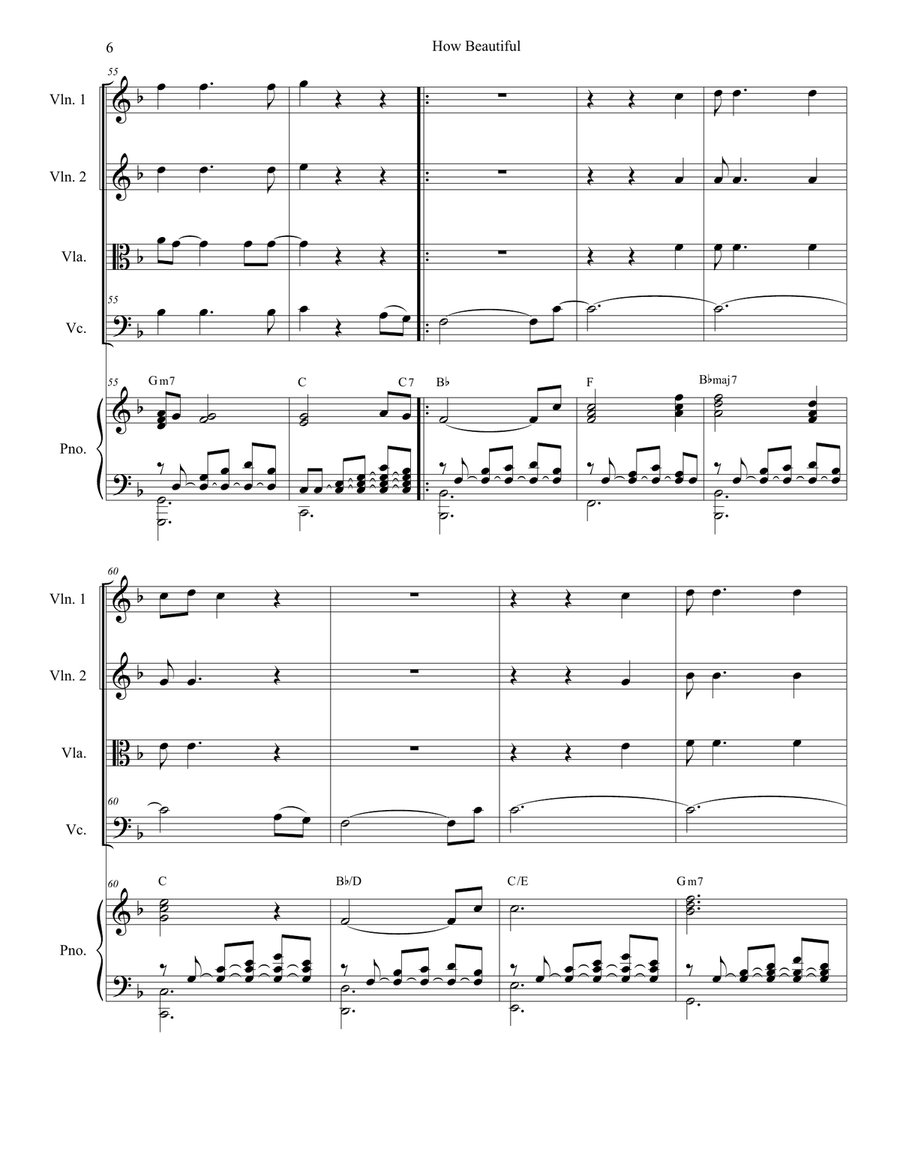 How Beautiful How Beautiful String Quartet scores gallery preview page 6