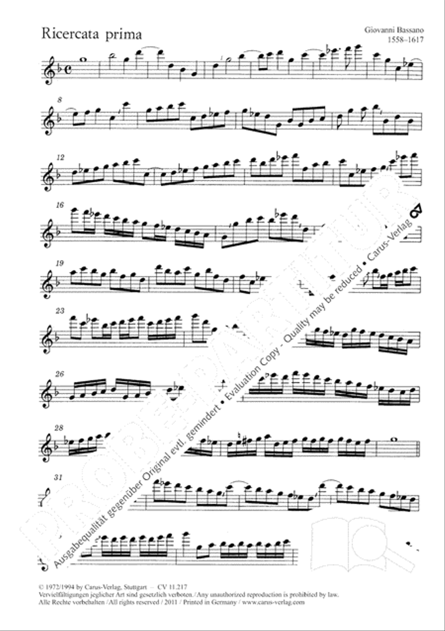 Vier Ricercare Recorder scores gallery preview page 6