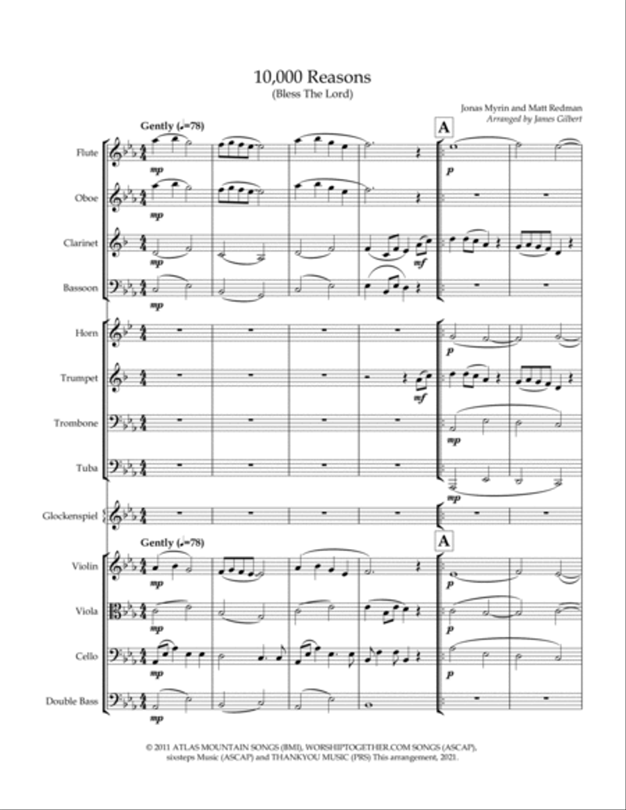10,000 Reasons (bless The Lord) Full Orchestra scores gallery preview page 5