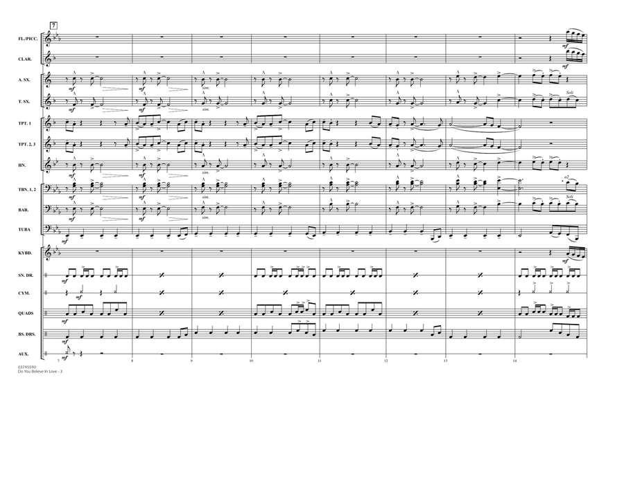 Do You Believe In Love - Full Score Marching Band scores gallery preview page 3