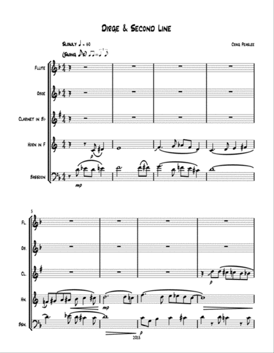 Dirge & Second Line Woodwind Quintet scores gallery preview page 3