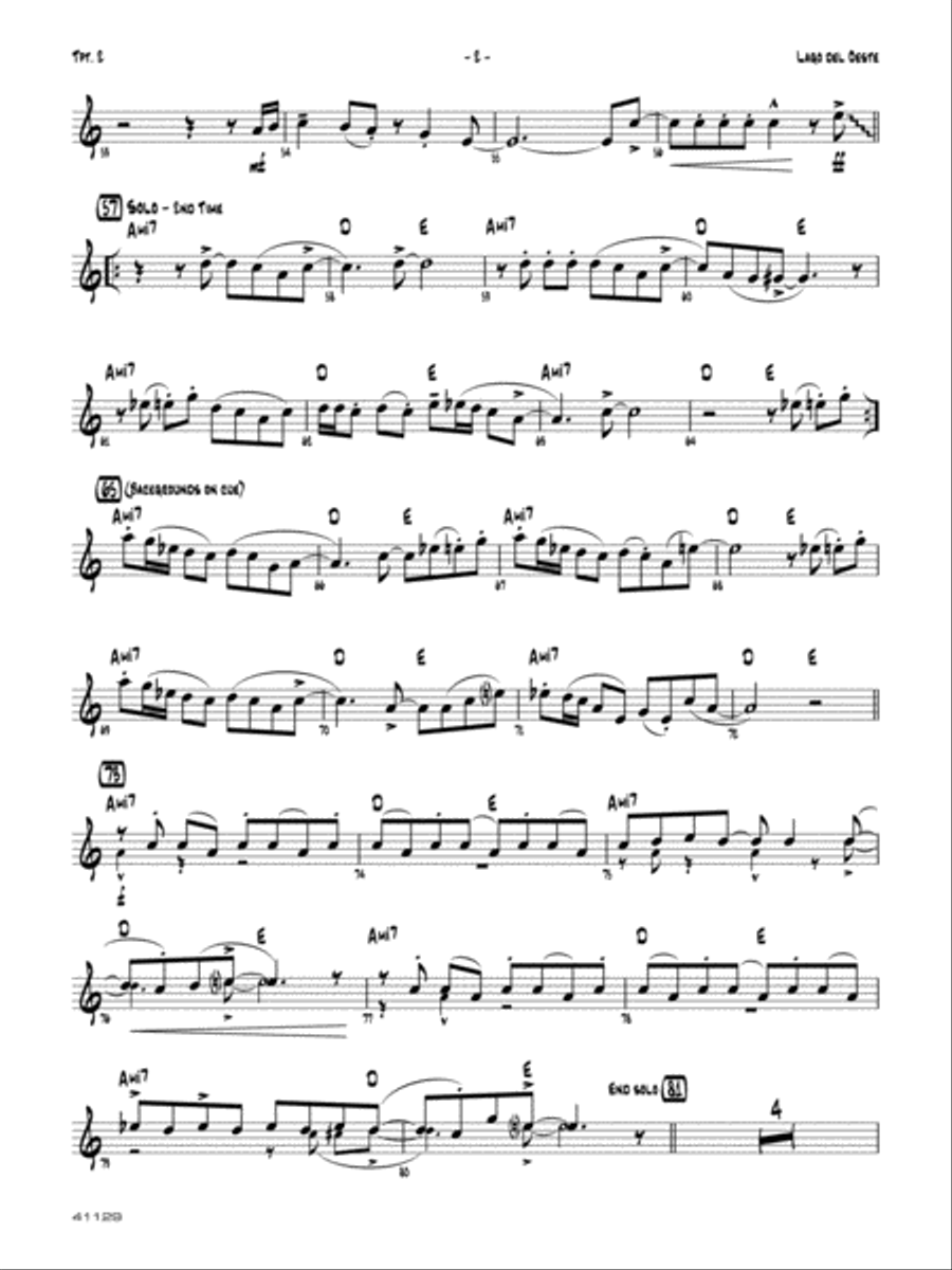 Lago del oeste: 2nd B-flat Trumpet Jazz Ensemble scores gallery preview page 2