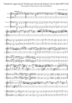 Organ chorale prelude "Wachet auf, ruft uns die Stimme", Transcription for chamber instruments