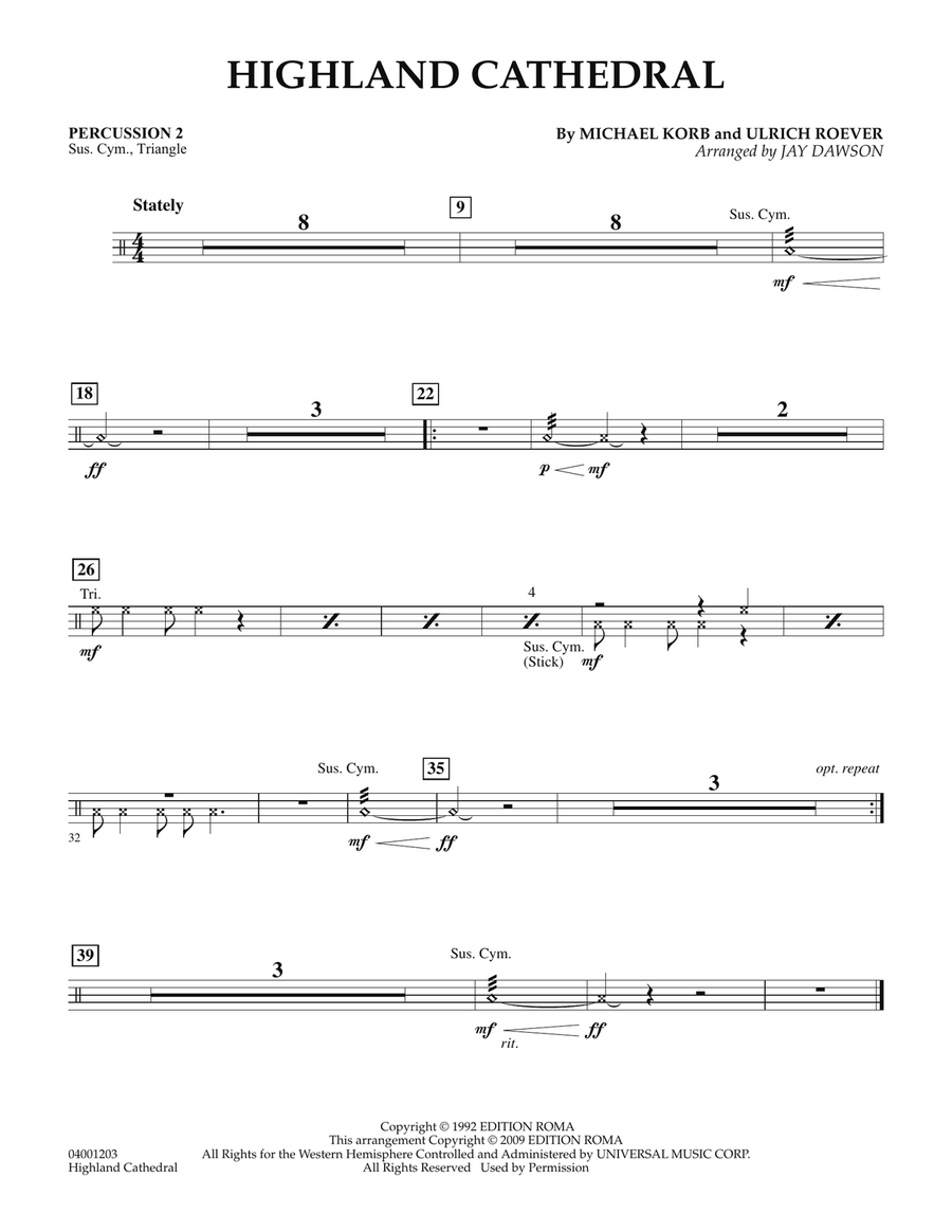 Highland Cathedral - Percussion 2 Concert Band scores gallery preview page 1