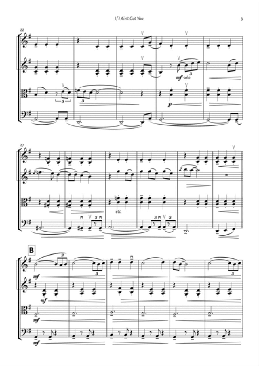 If I Ain't Got You String Quartet scores gallery preview page 3