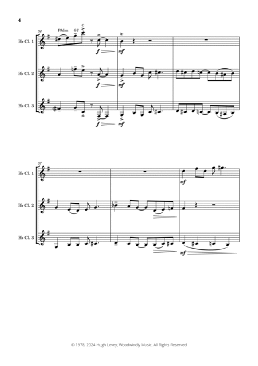 Fugue in Blue for 3 Clarinets Clarinet Trio scores gallery preview page 6