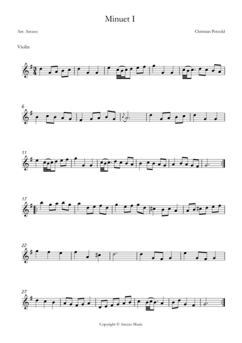 Bach bwv anh 114 minuet in g violin and cello sheet music with ornaments image number null