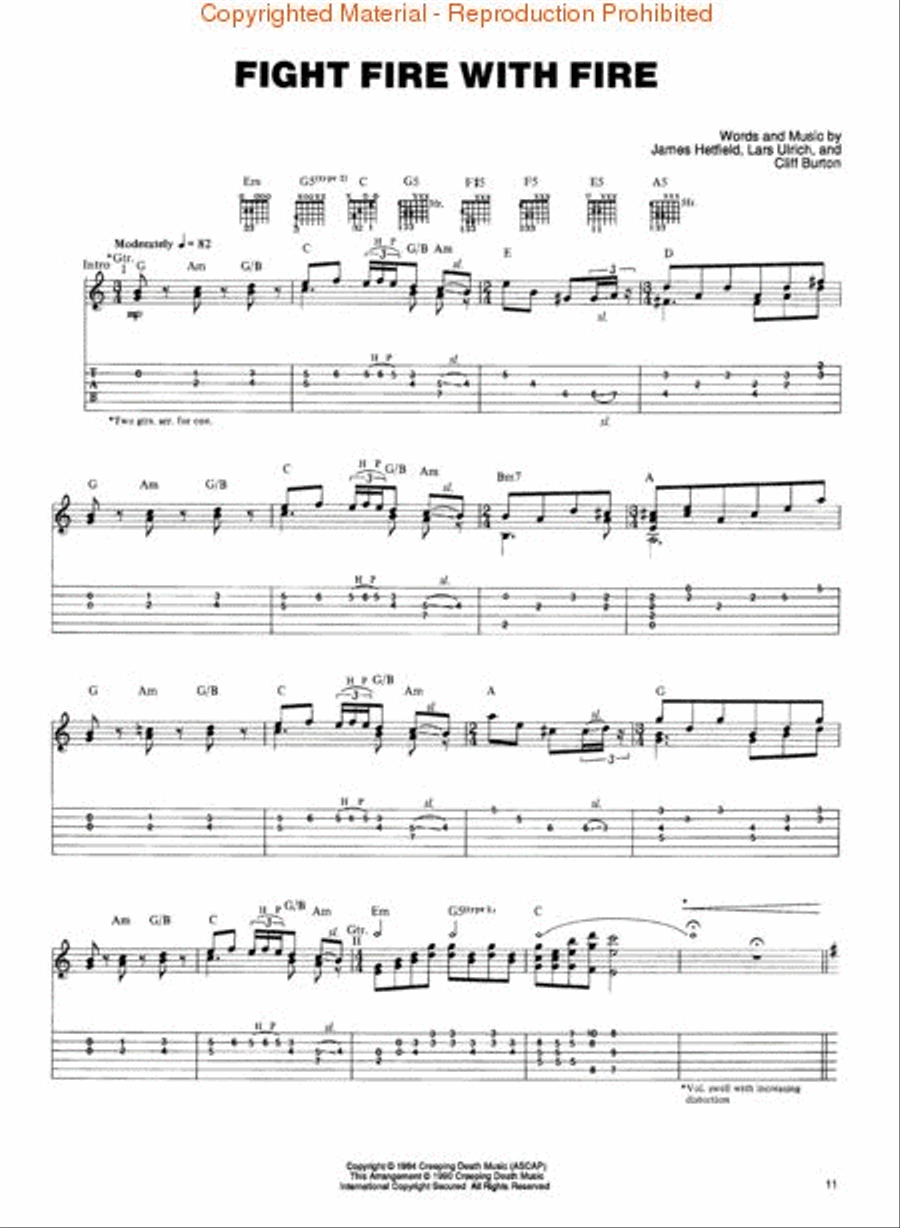 Metallica – Ride the Lightning Electric Guitar scores gallery preview page 3