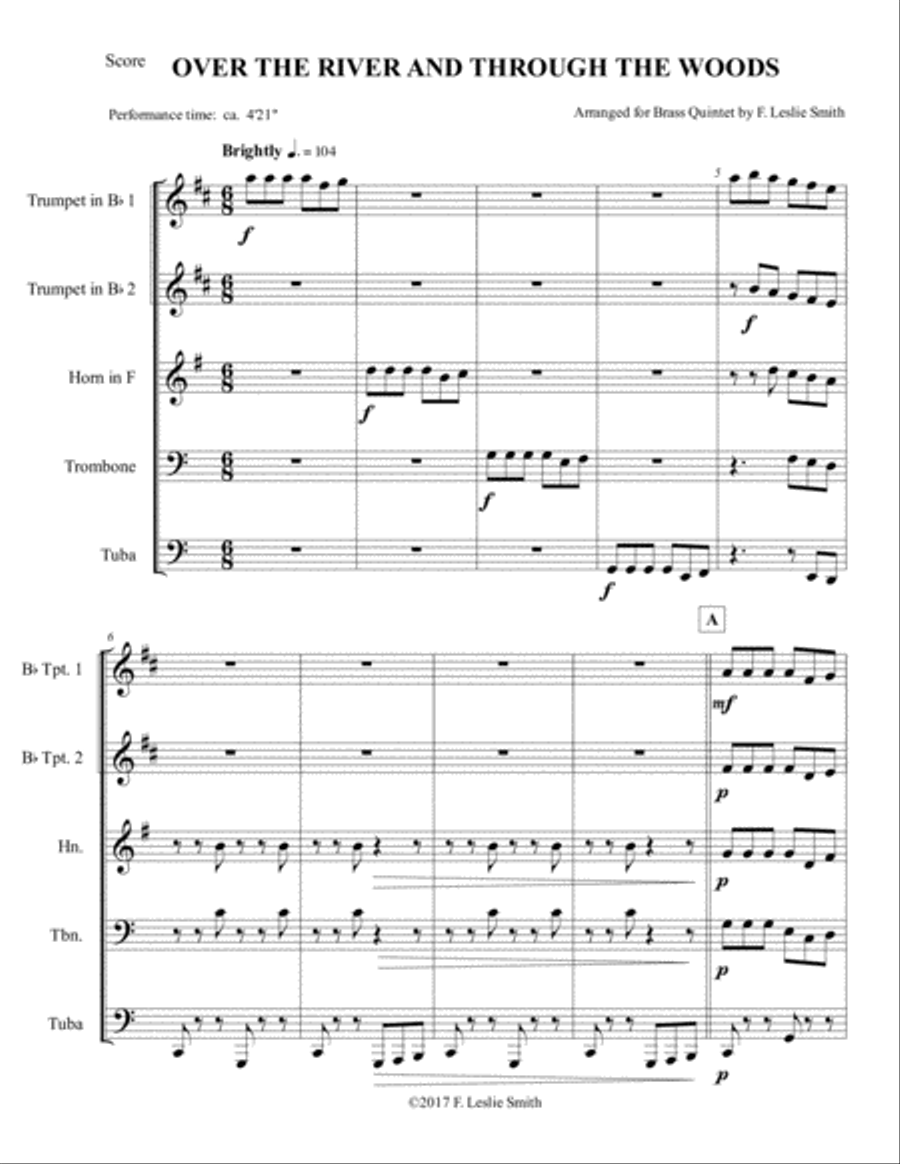 Over the River and Through the Woods Brass Ensemble scores gallery preview page 2