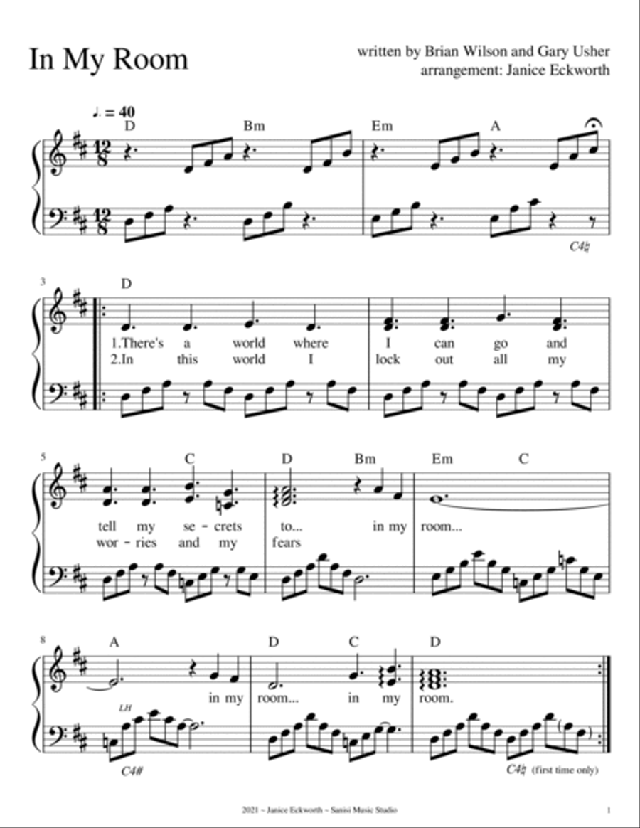 In My Room Harp scores gallery preview page 2